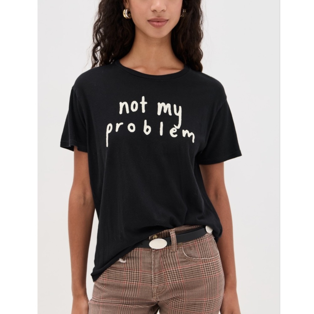 R13 Not My Problem Boy Black Graphic Logo Cashmere Cotton Tee size large $325